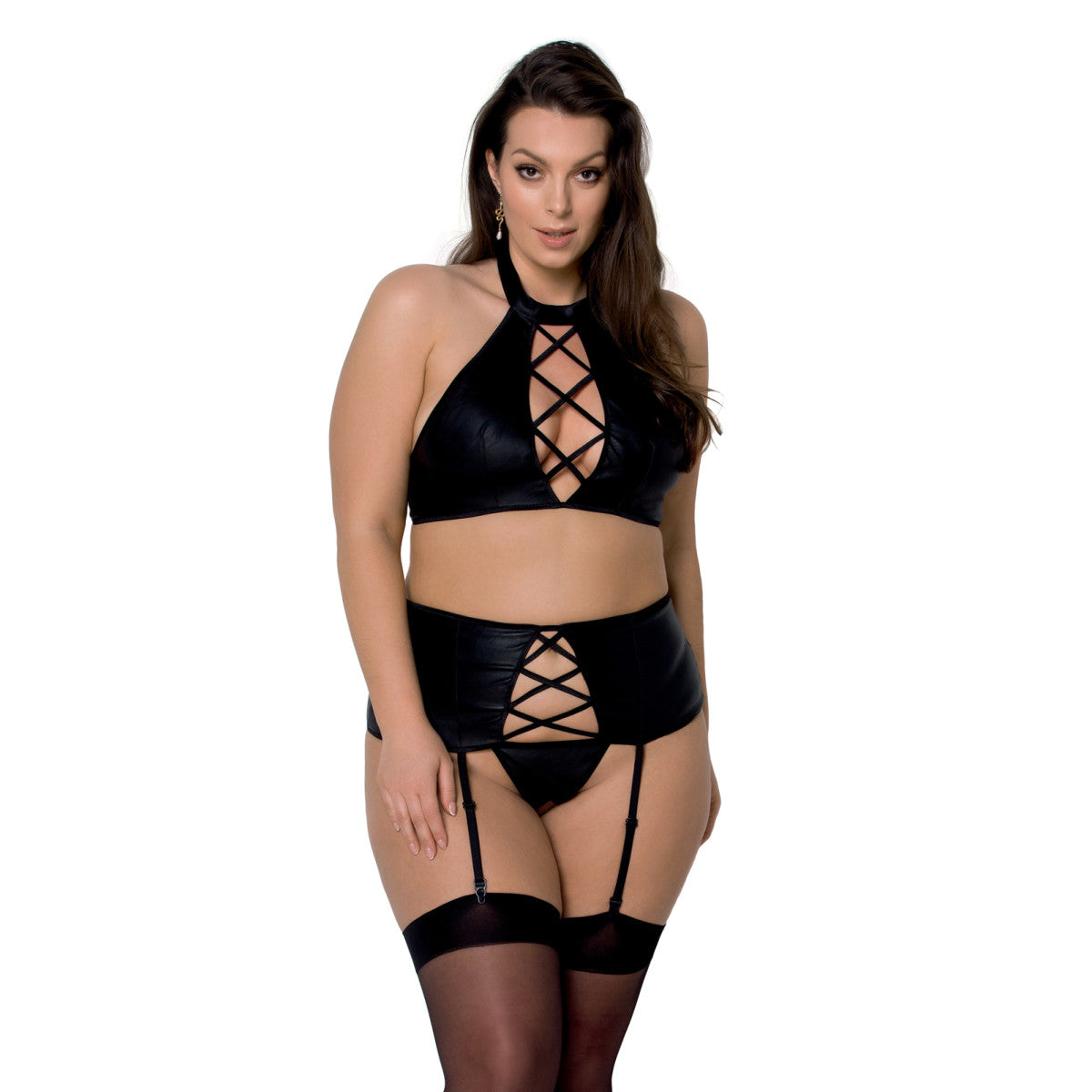 Nancy Zwarte Jarretel Set Plus